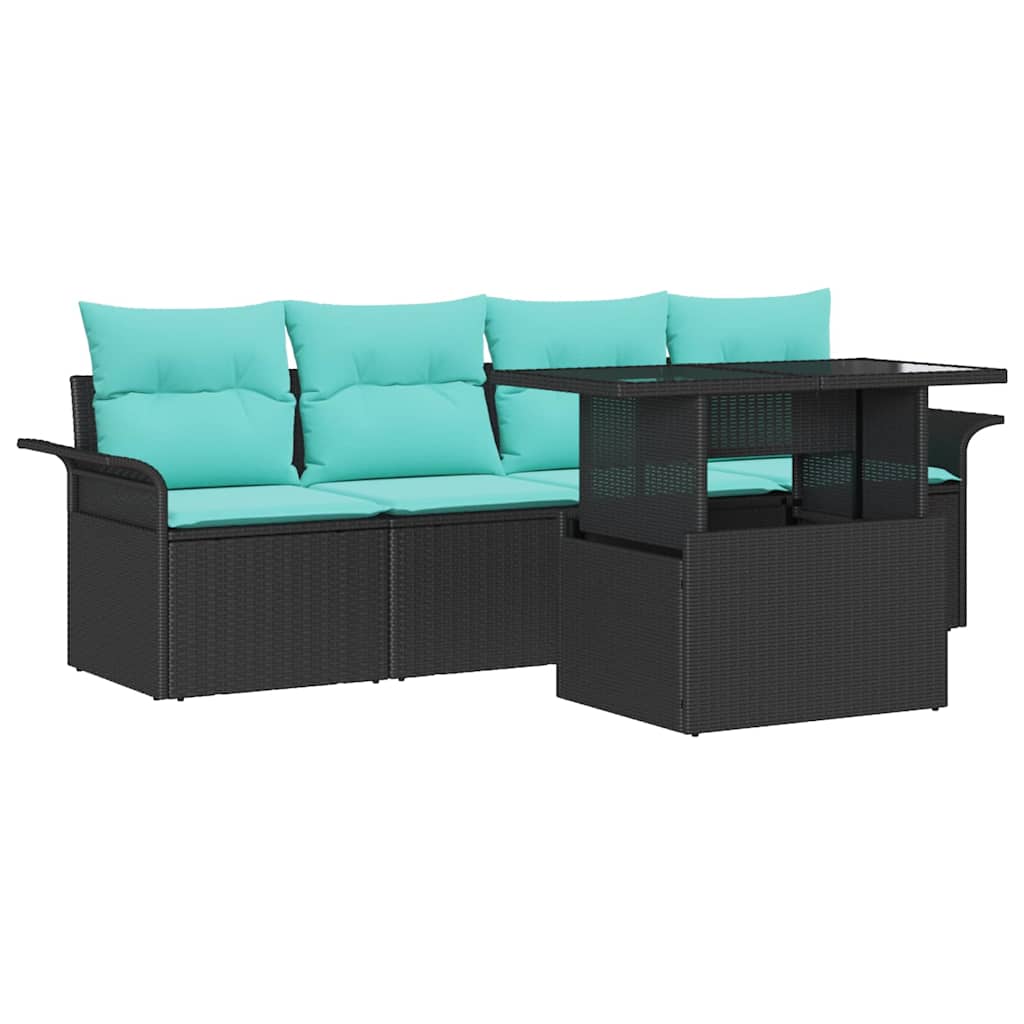 Set Divano da Giardino 5 pz Nero