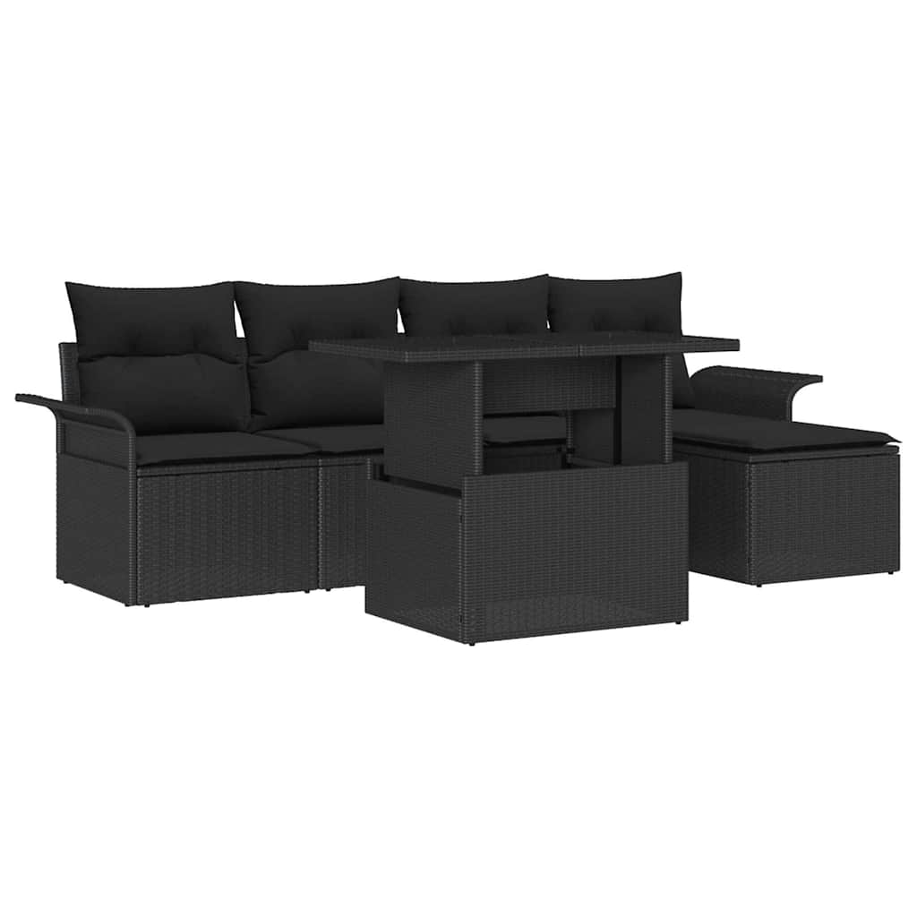 Set Divano da Giardino 6 pz Nero