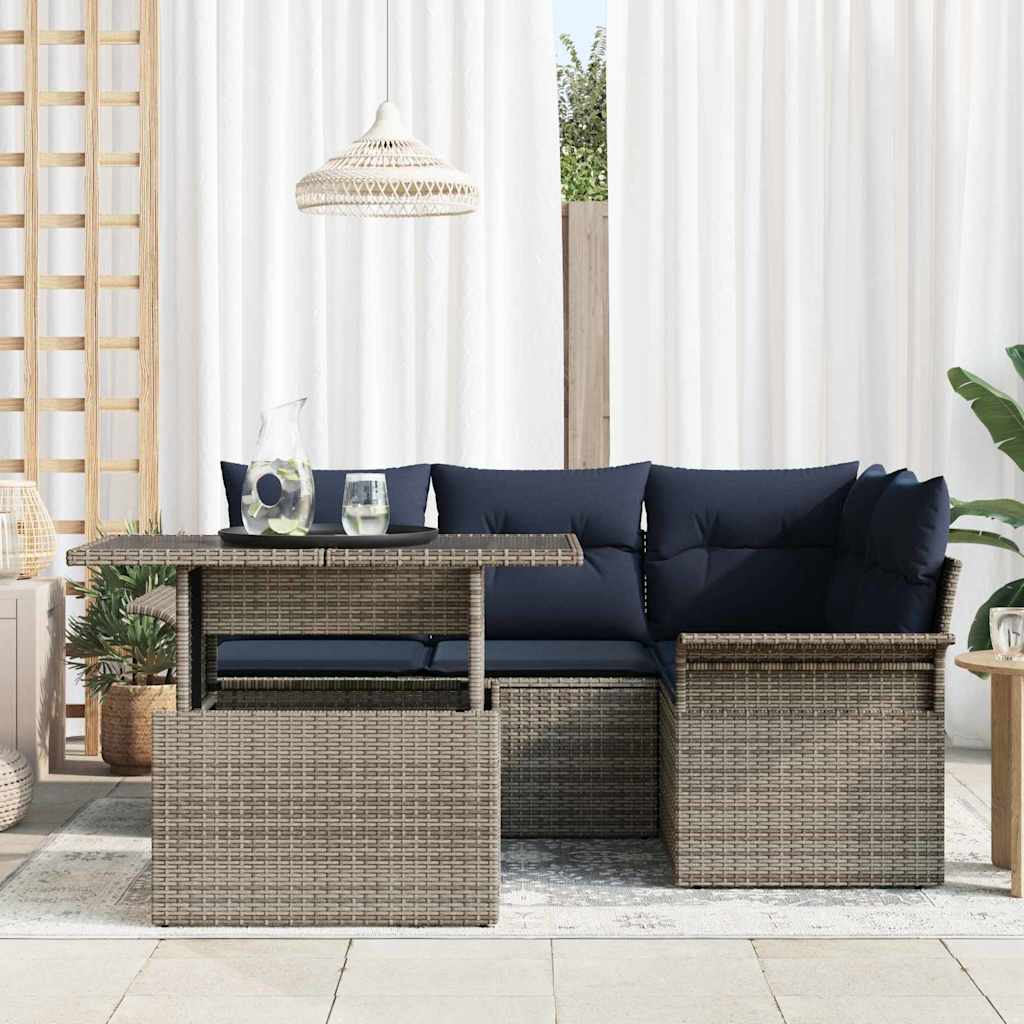Set Divano da Giardino 5 pz Grigio