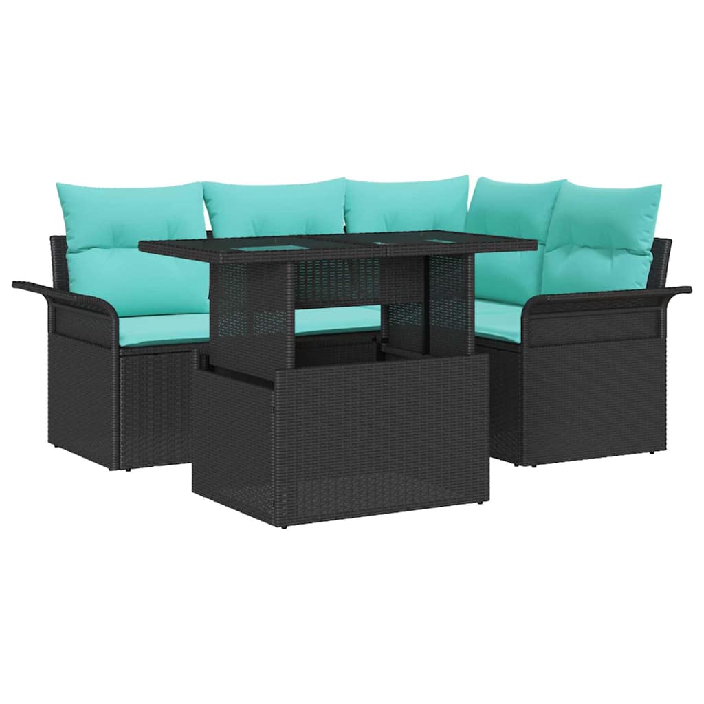Set Divano da Giardino 5 pz Nero