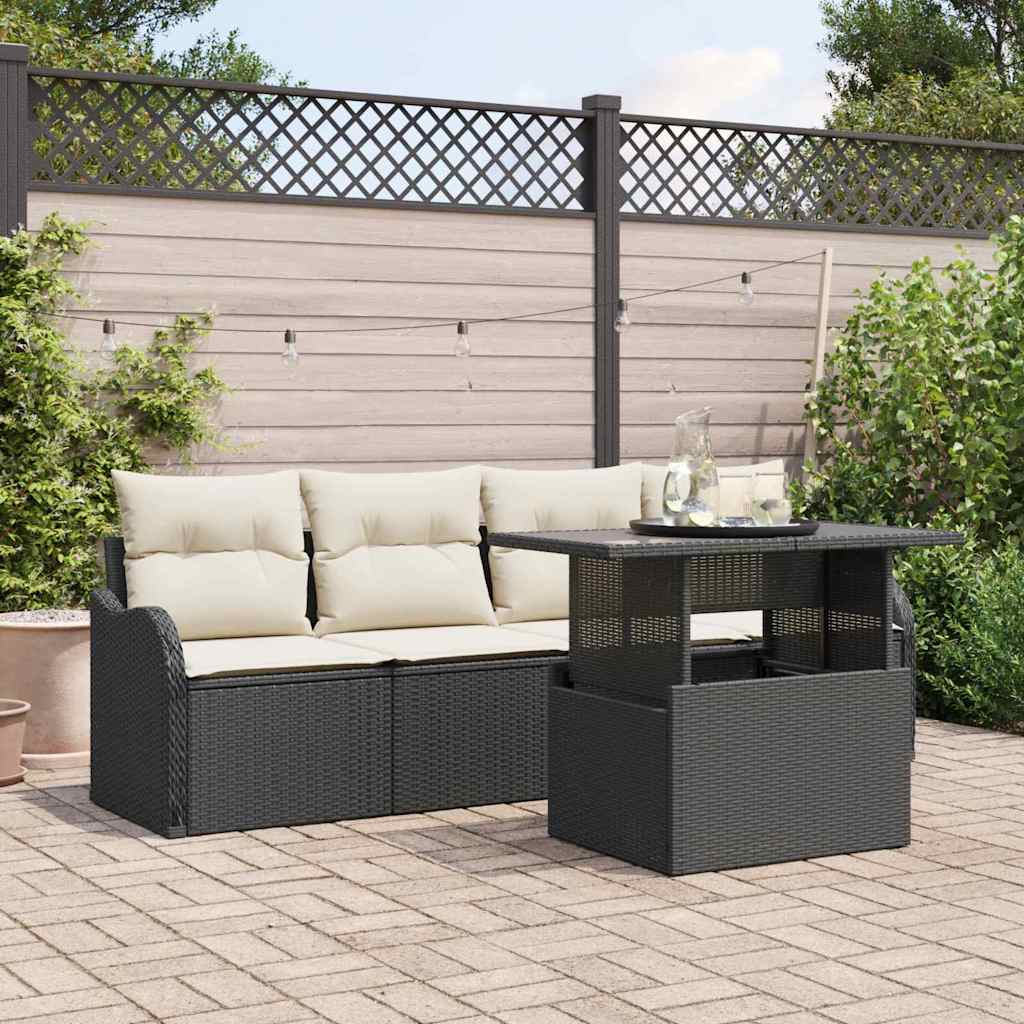 Set Divano da Giardino 5 pz 4-Numero di posti Nero