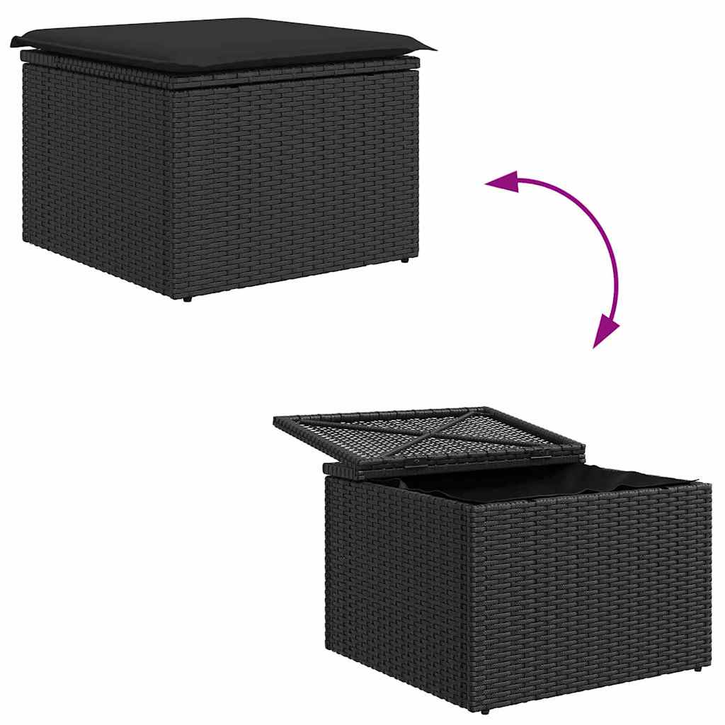 Set Divano da Giardino 6 pz Nero [Sintetico]: Polyrattan