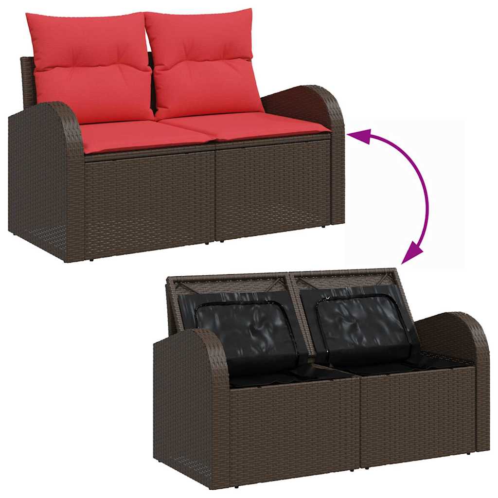 Set Divano da Giardino 5 pz Marrone Rattan in Polipropilene
