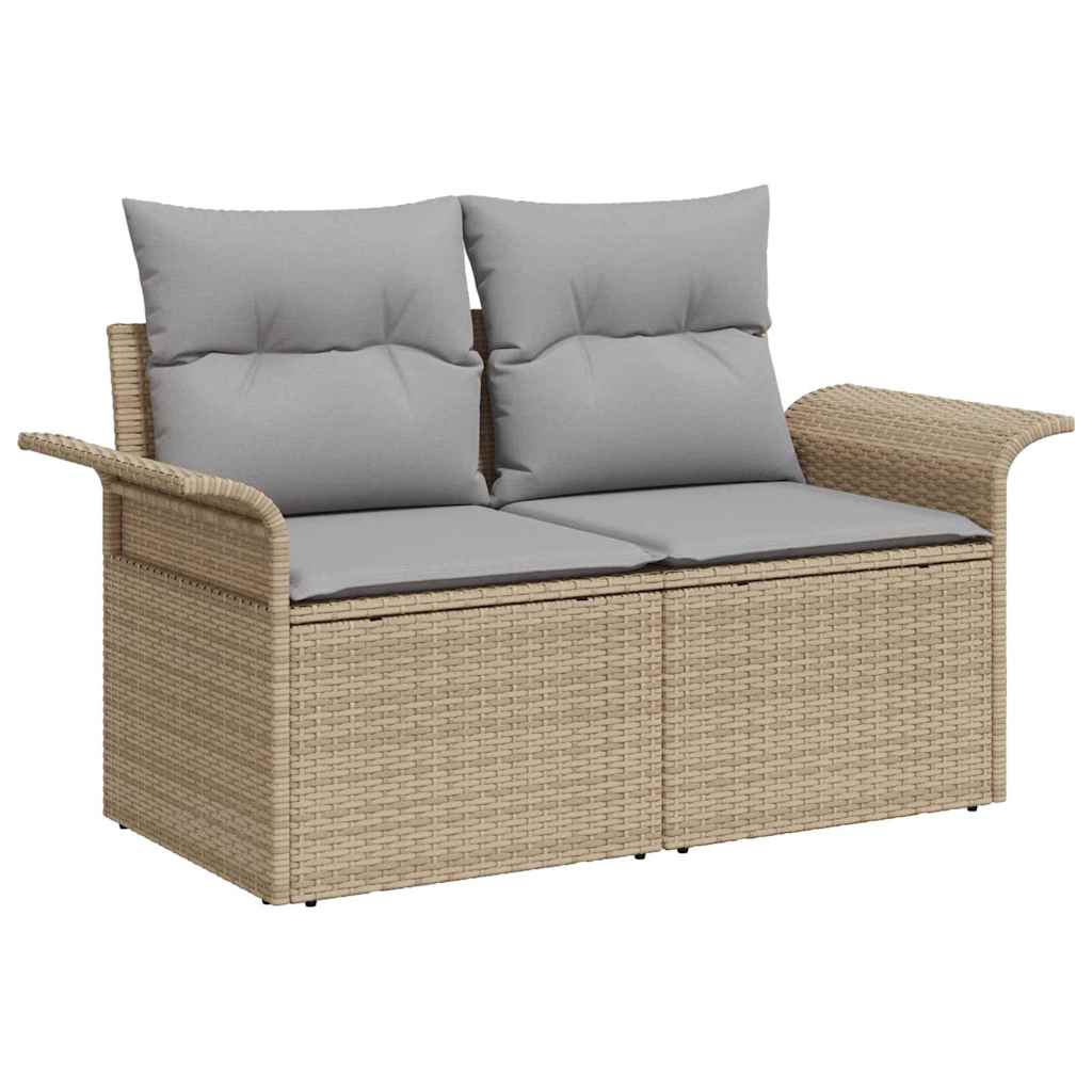 Set Divano da Giardino 5 pz Beige Poly Rattan