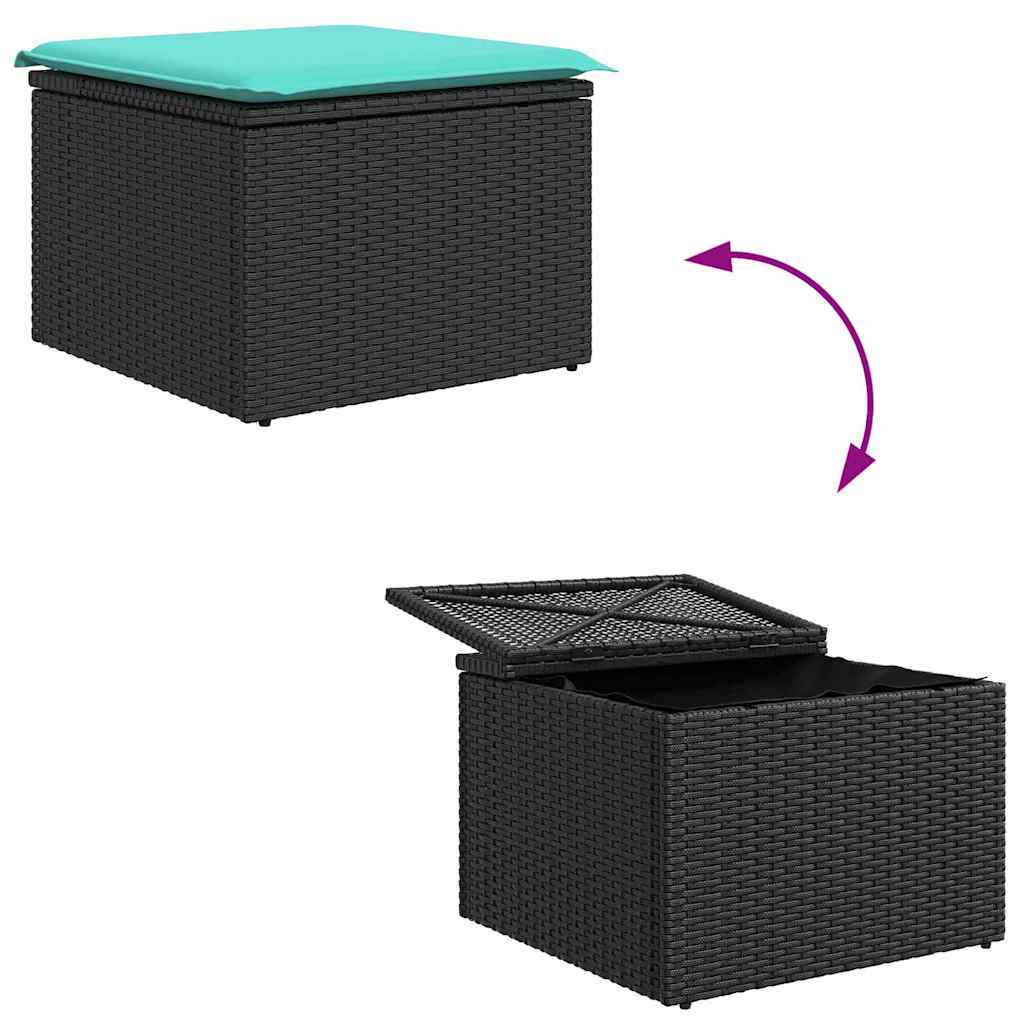 Set Divano da Giardino 6 pz Nero Poly Rattan