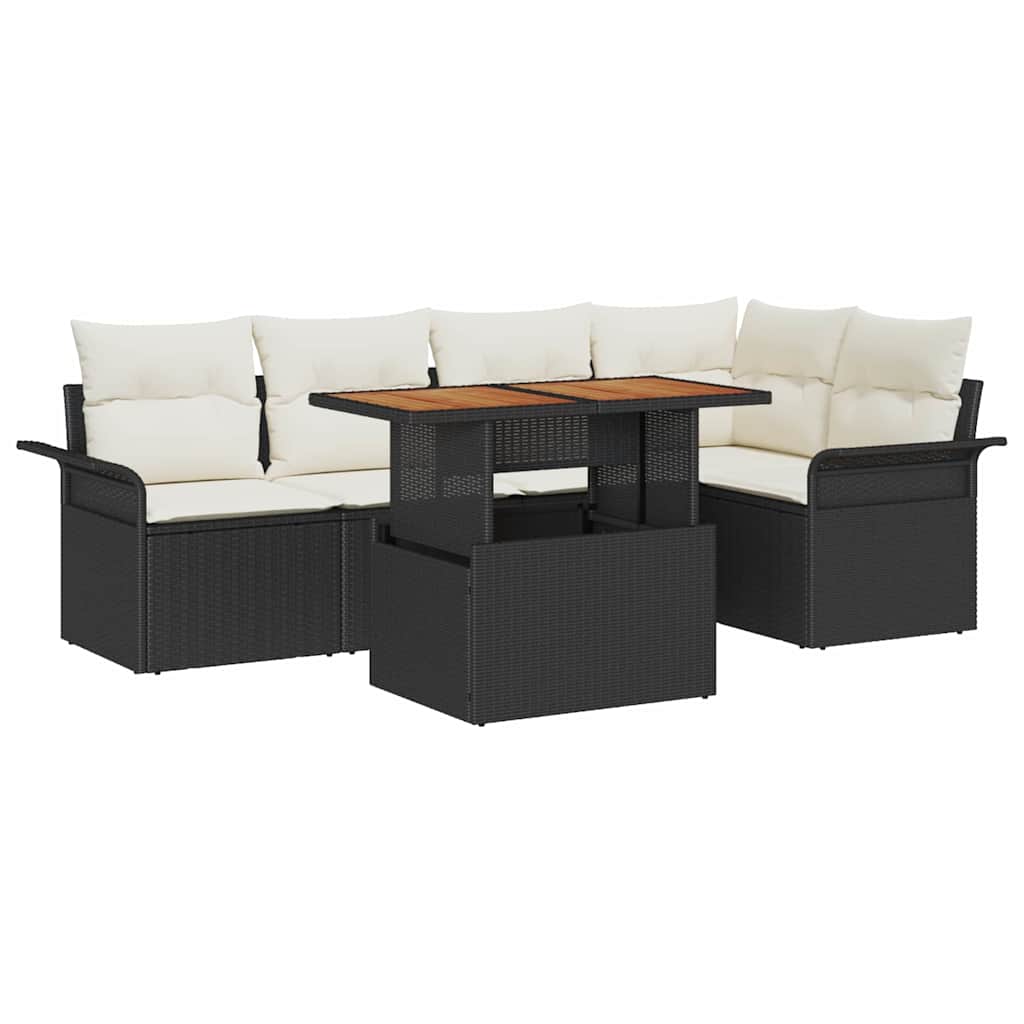 Set Divano da Giardino 6 pz Nero Poly Rattan