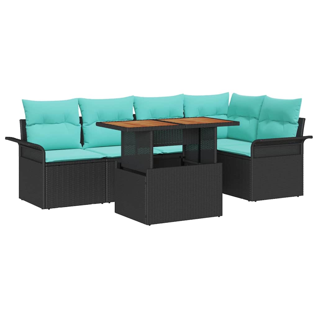 Set Divano da Giardino 6 pz Nero Poly Rattan