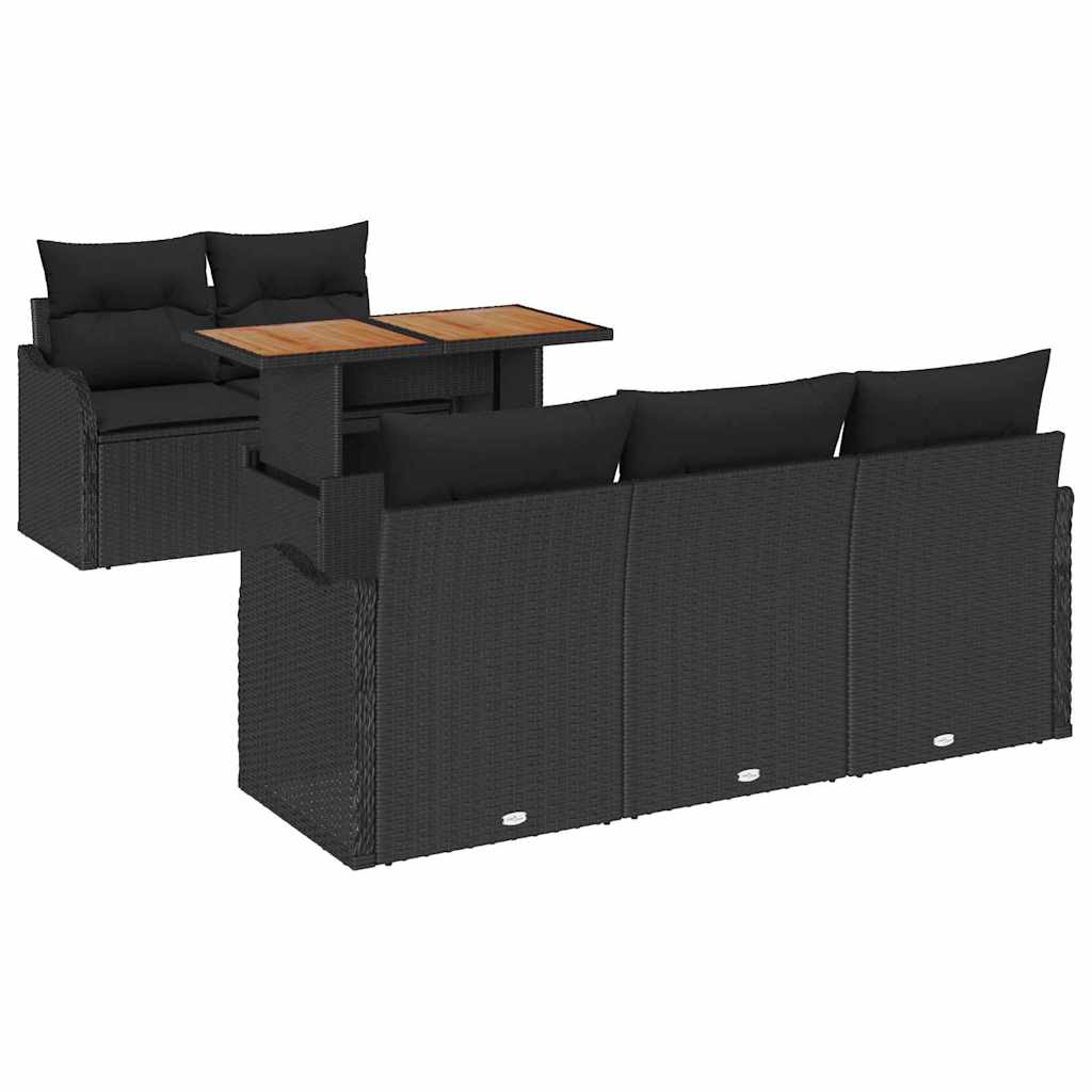 Set Divano da Giardino 6 pz Nero Poly Rattan