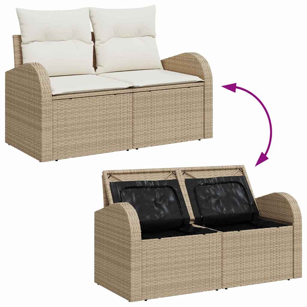 Set Divano da Giardino 5 pz Beige Poly Rattan