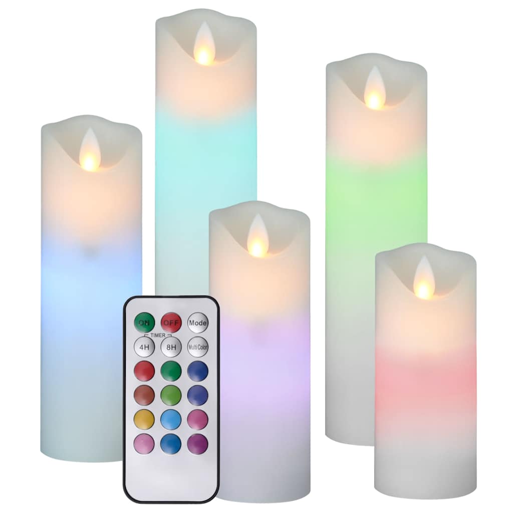 Set Candele Elettriche a LED 5 pz con Telecomando Colorato