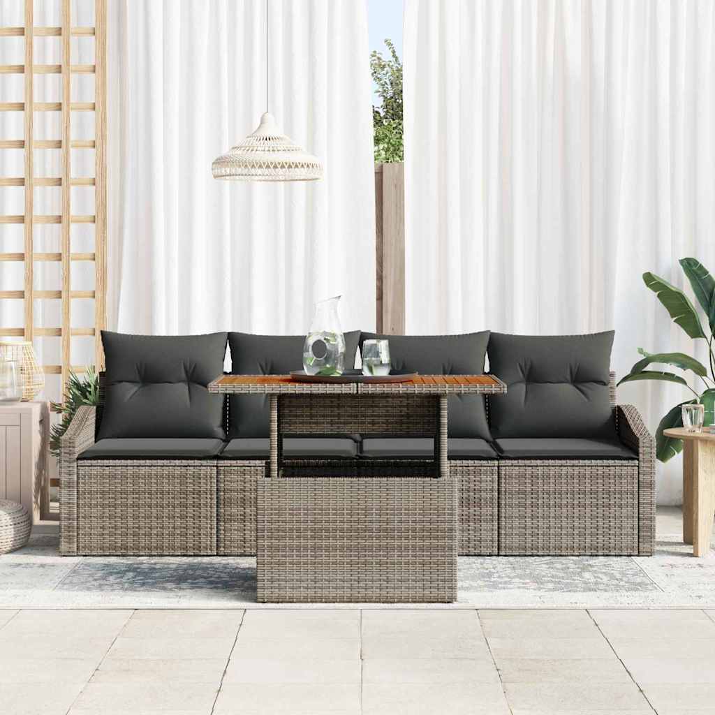 Set Divano da Giardino 5 pz Grigio Poly Rattan