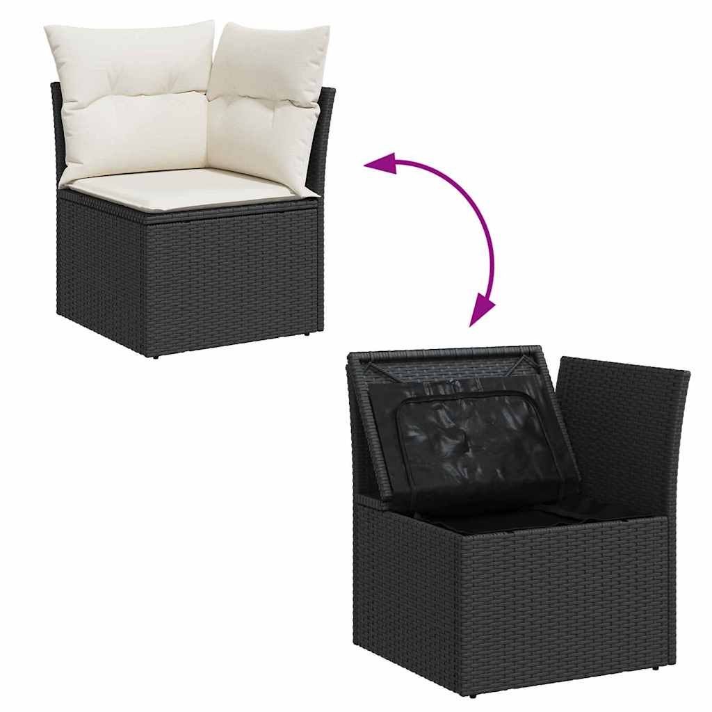 Set Divano da Giardino 5 pz Nero Poly Rattan