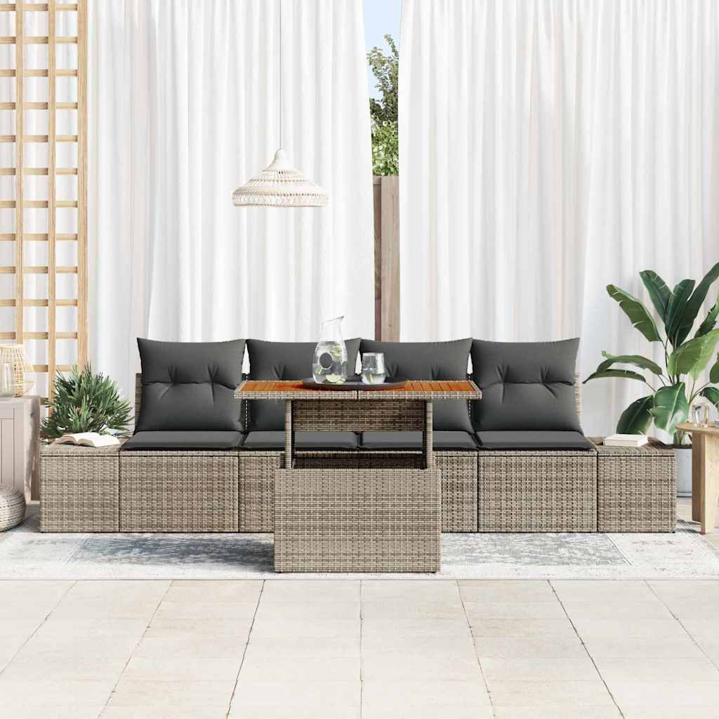 Set Divano da Giardino 5 pz Grigio Poly Rattan