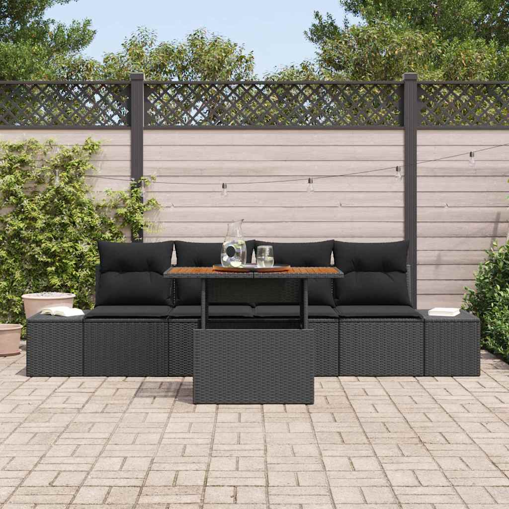Set Divano da Giardino 5 pz Nero Poly Rattan
