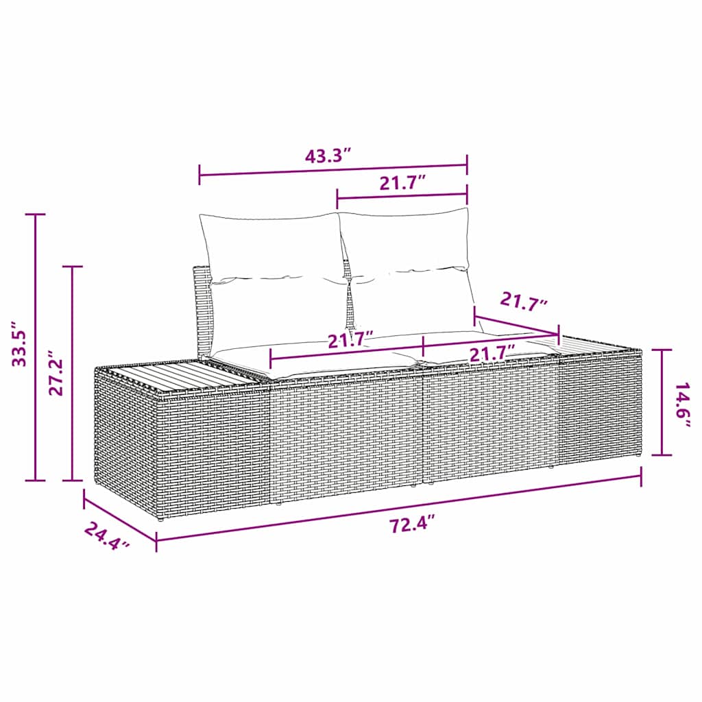 Set Divano da Giardino 5 pz Nero Poly Rattan