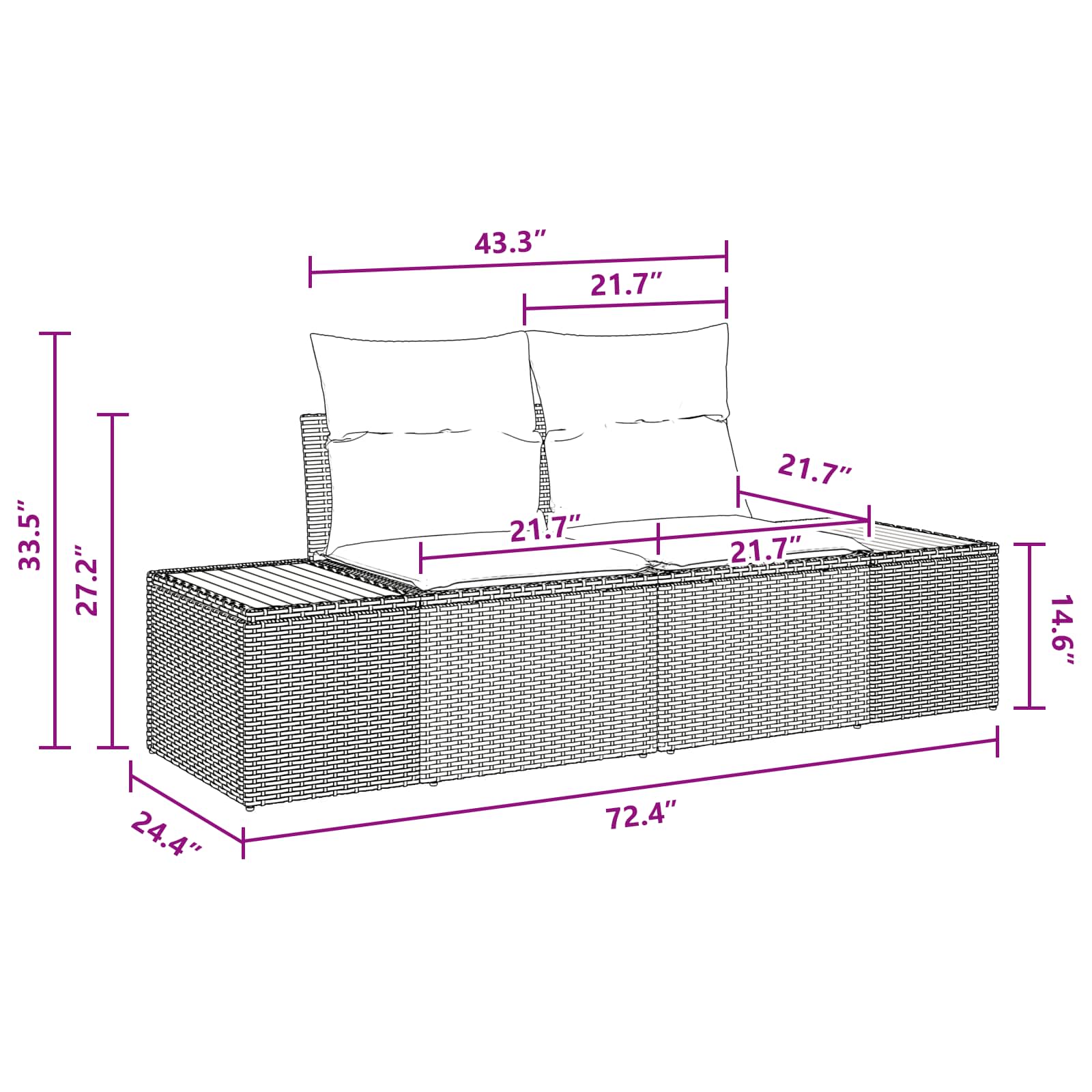 Set Divano da Giardino 5 pz Nero Poly Rattan