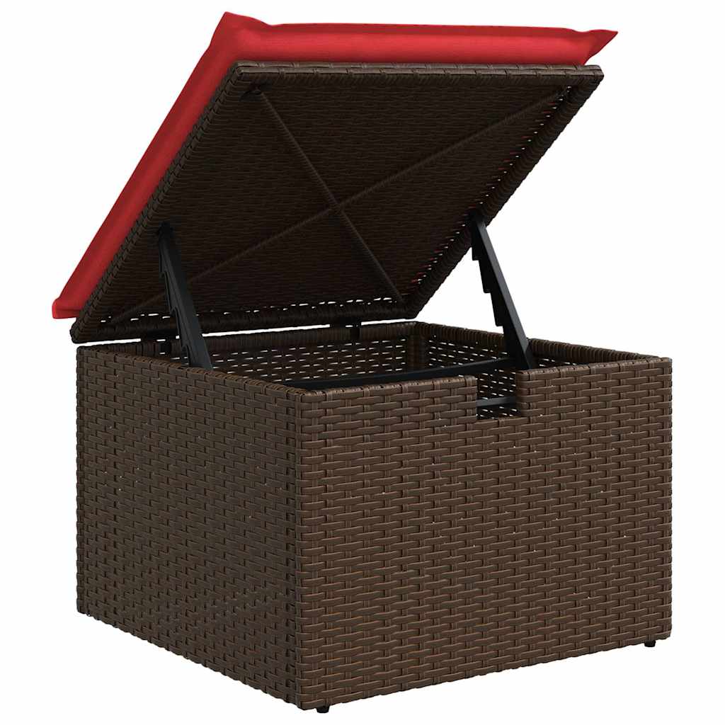 Set Divano da Giardino 7 pz Marrone e Rosso polyrattan