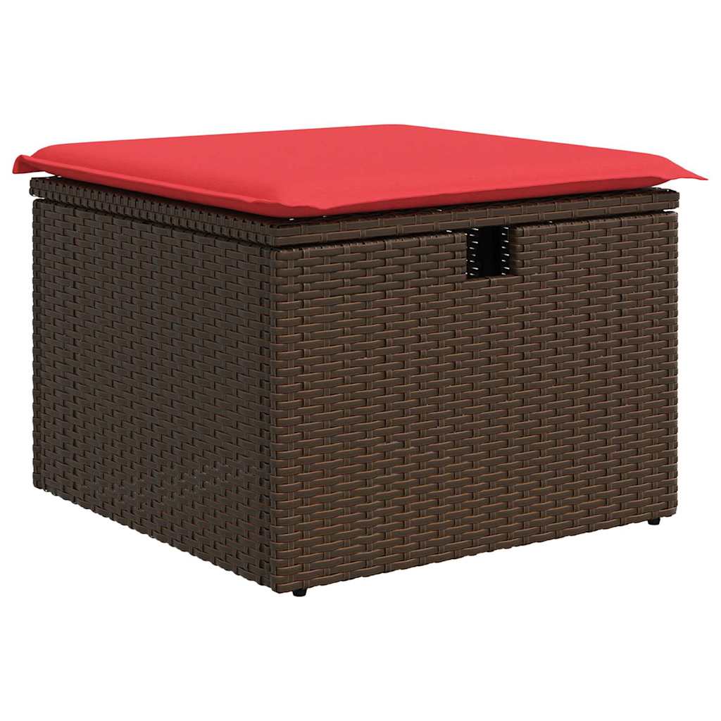 Set Divano da Giardino 7 pz Marrone e Rosso polyrattan