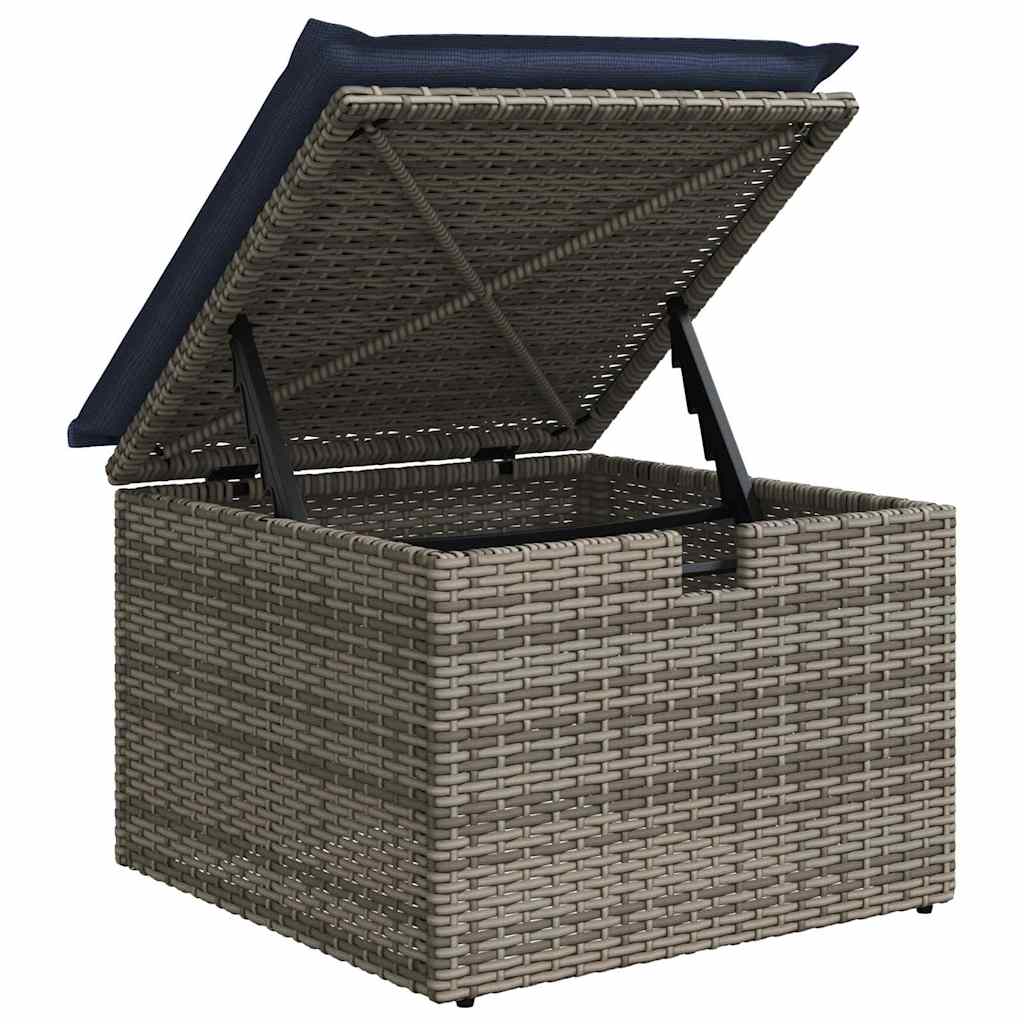 Set Divano da Giardino 7 pz Grigio e Blu Navy polyrattan