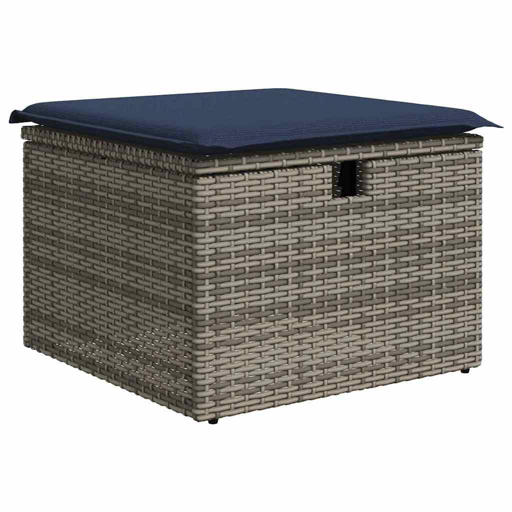 Set Divano da Giardino 7 pz Grigio e Blu Navy polyrattan