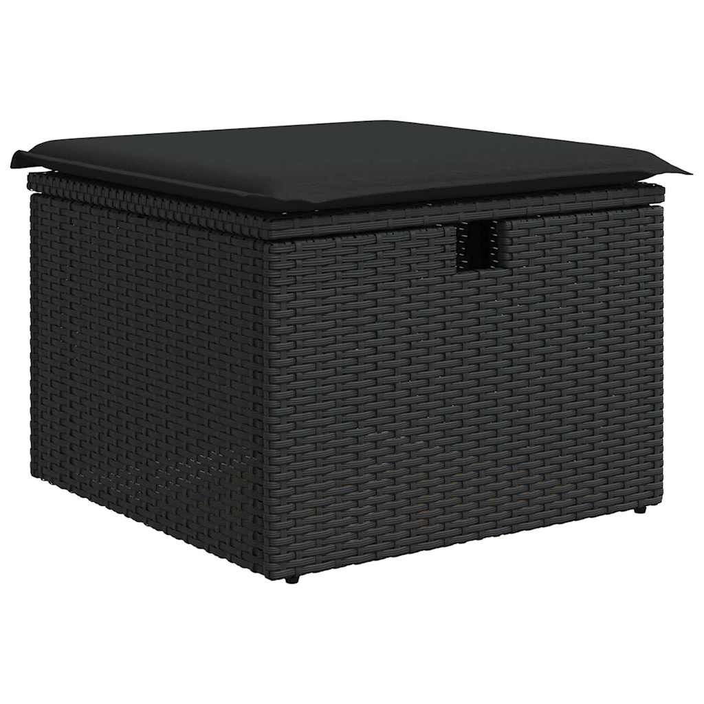 Set Divano da Giardino 6 pz 4-Numero di posti Nero polyrattan