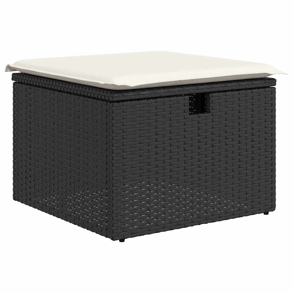 Set Divano da Giardino 6 pz 6-Numero di posti Nero e Crema