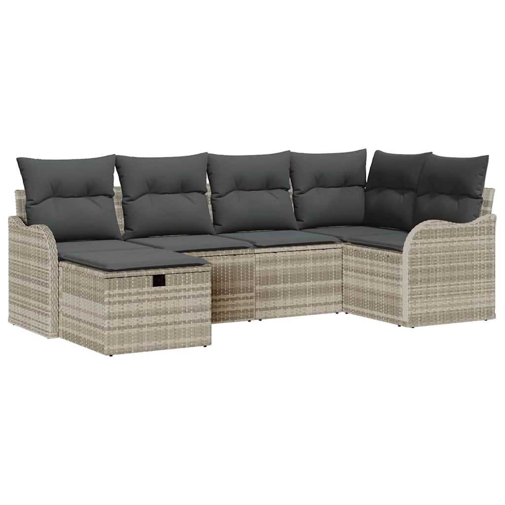 Set Divano da Giardino 6 pz 6-Numero di posti Grigio chiaro