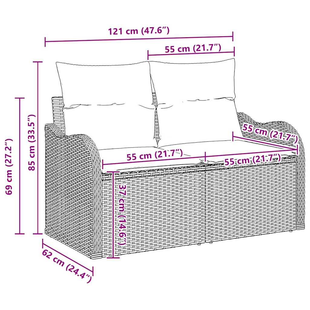 Set di divani 6 pz 6-Numero di posti Beige e Crema polyrattan