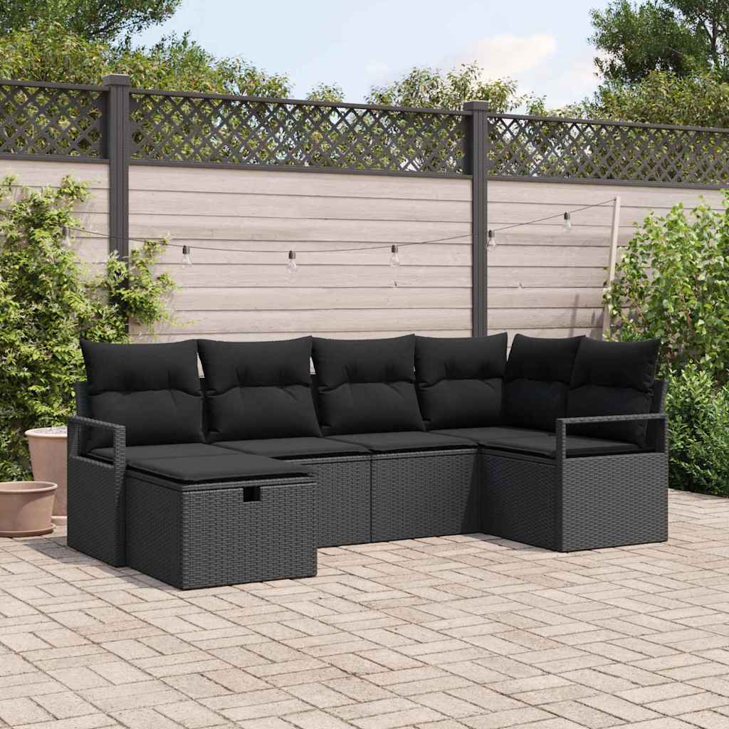 Set di divani 6 pz Nero polyrattan