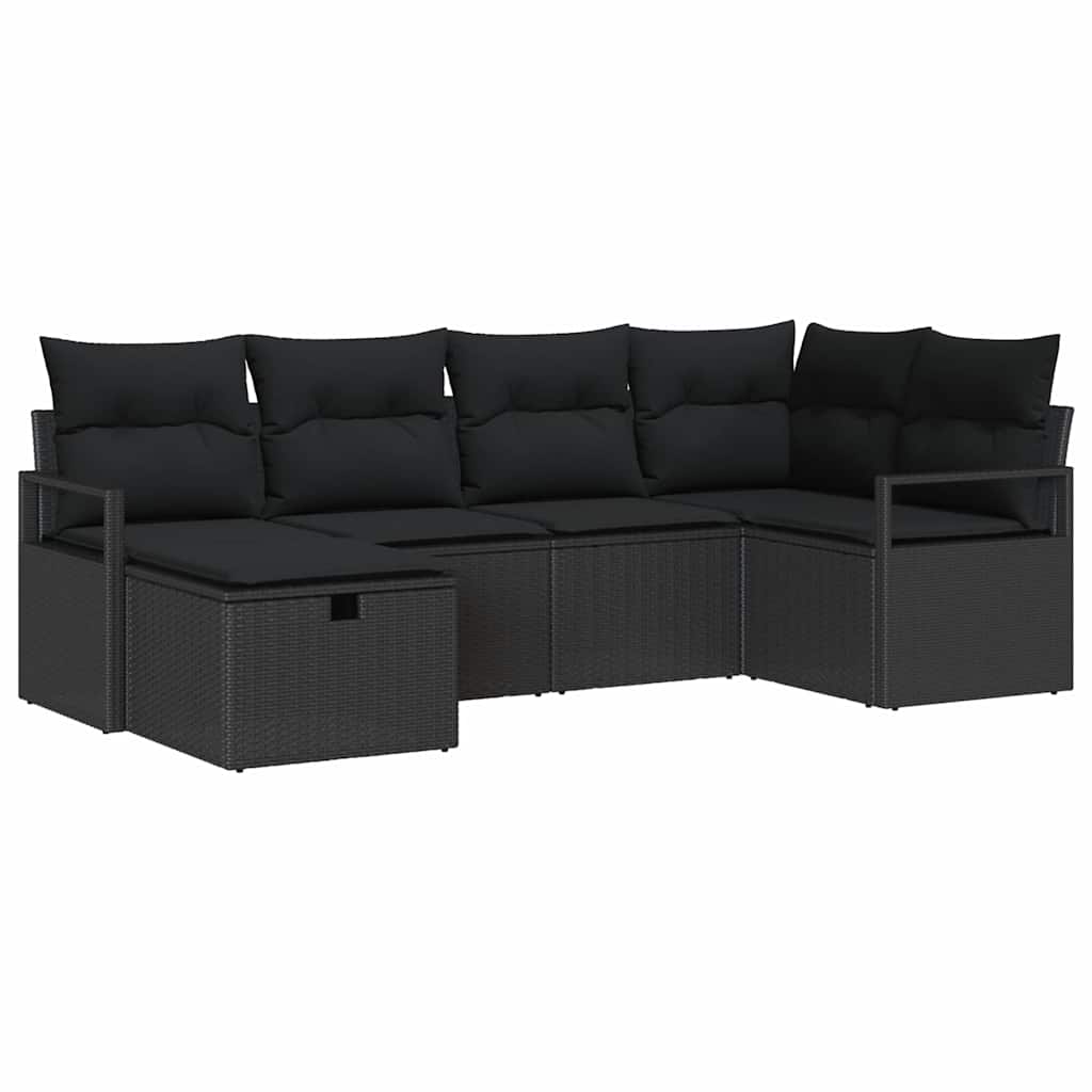Set di divani 6 pz Nero polyrattan