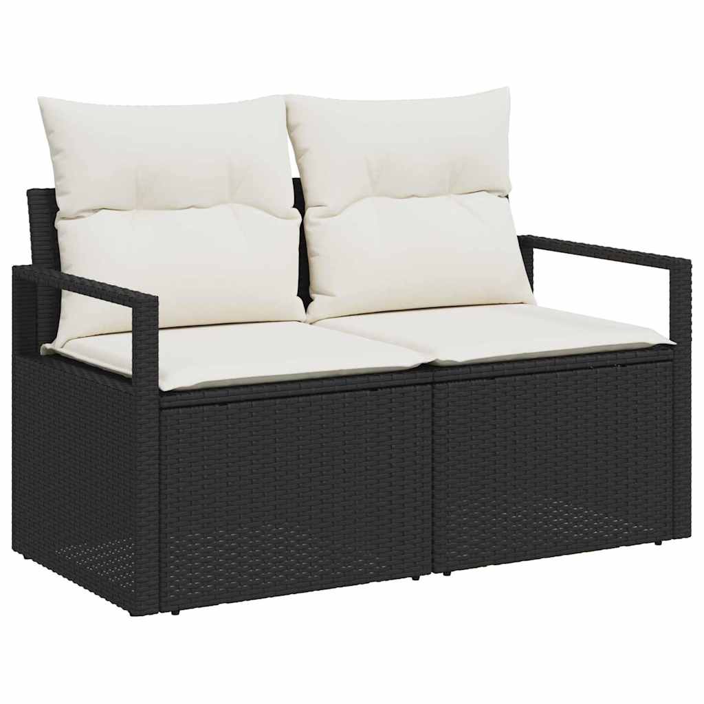 Set di divani 6 pz 6-Numero di posti Nero e Crema polyrattan