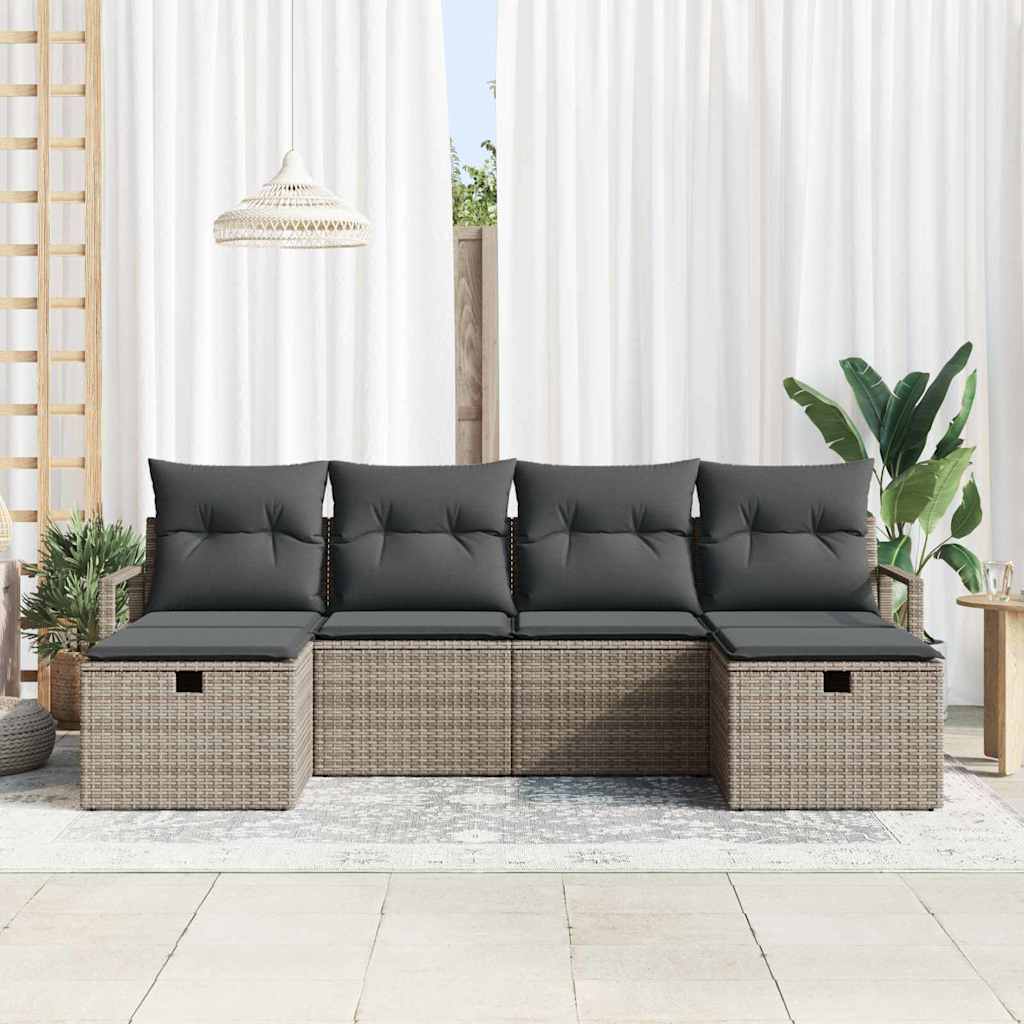 Set di divani 6 pz 6-Numero di posti Grigio polyrattan
