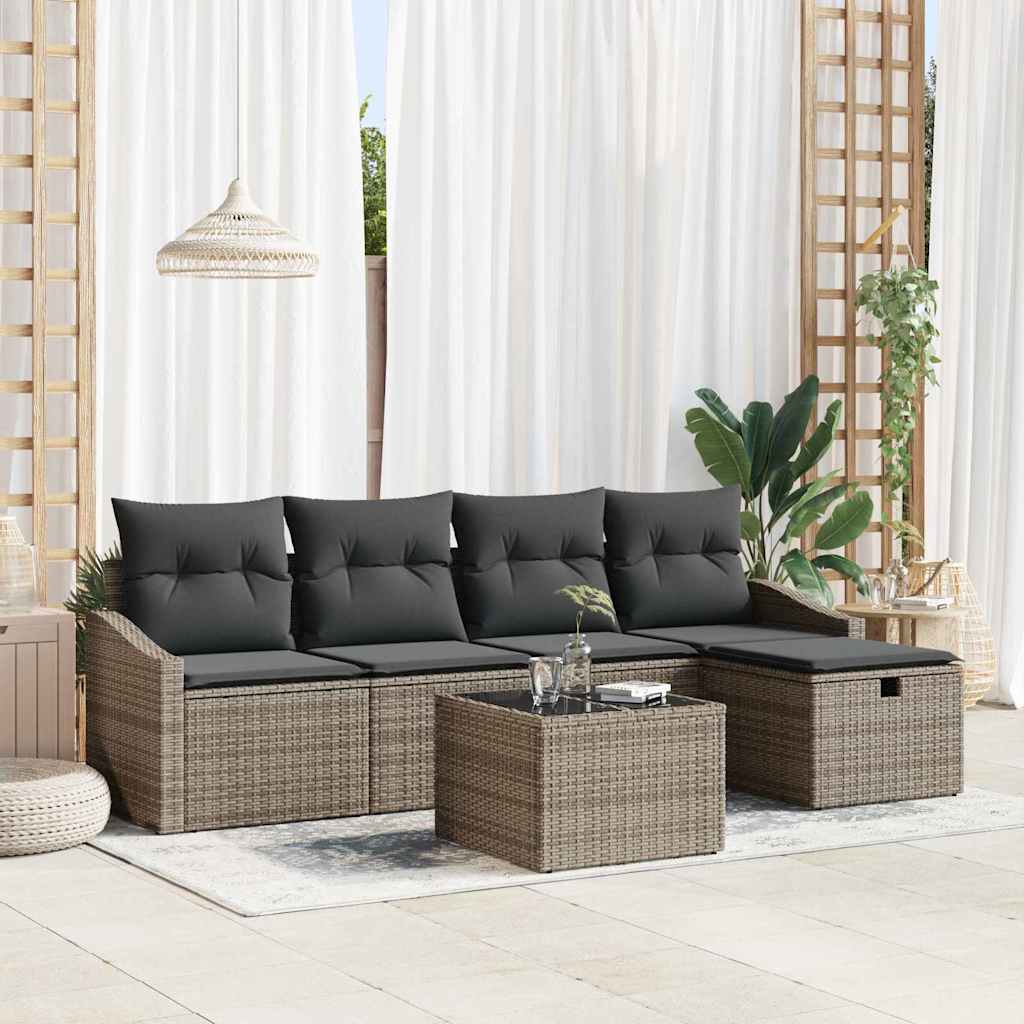 Set di divani 6 pz Grigio polyrattan