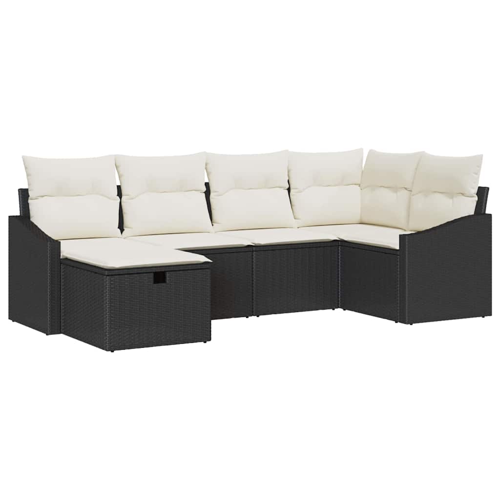 Set di divani 6 pz Nero e Crema polyrattan
