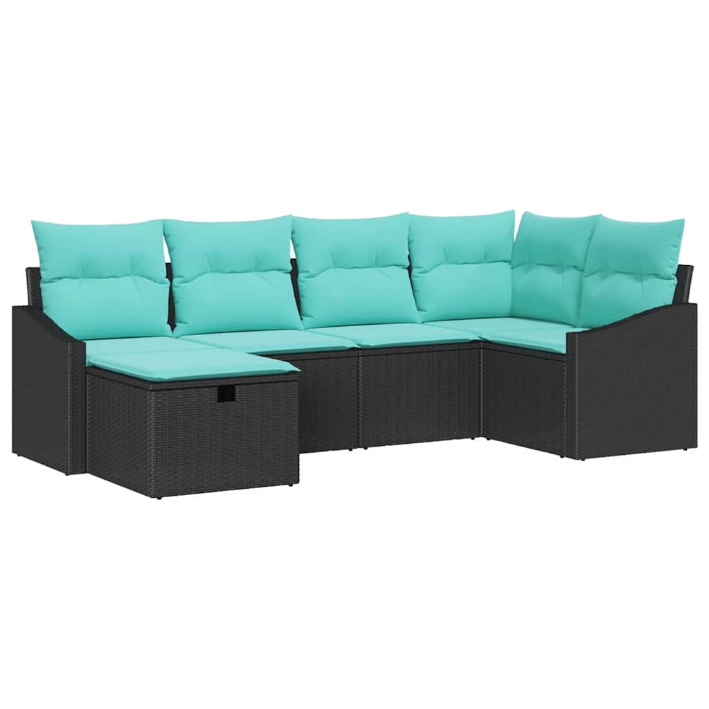 Set di divani 6 pz Nero polyrattan