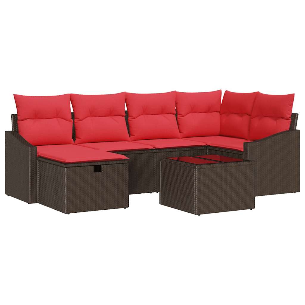 Set di divani con cuscino con archiviazione Marrone polyrattan