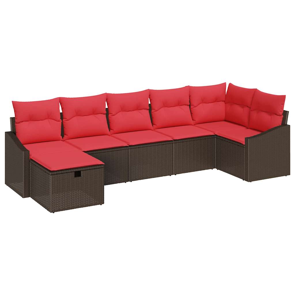 Set di divani con cuscino con archiviazione Marrone polyrattan