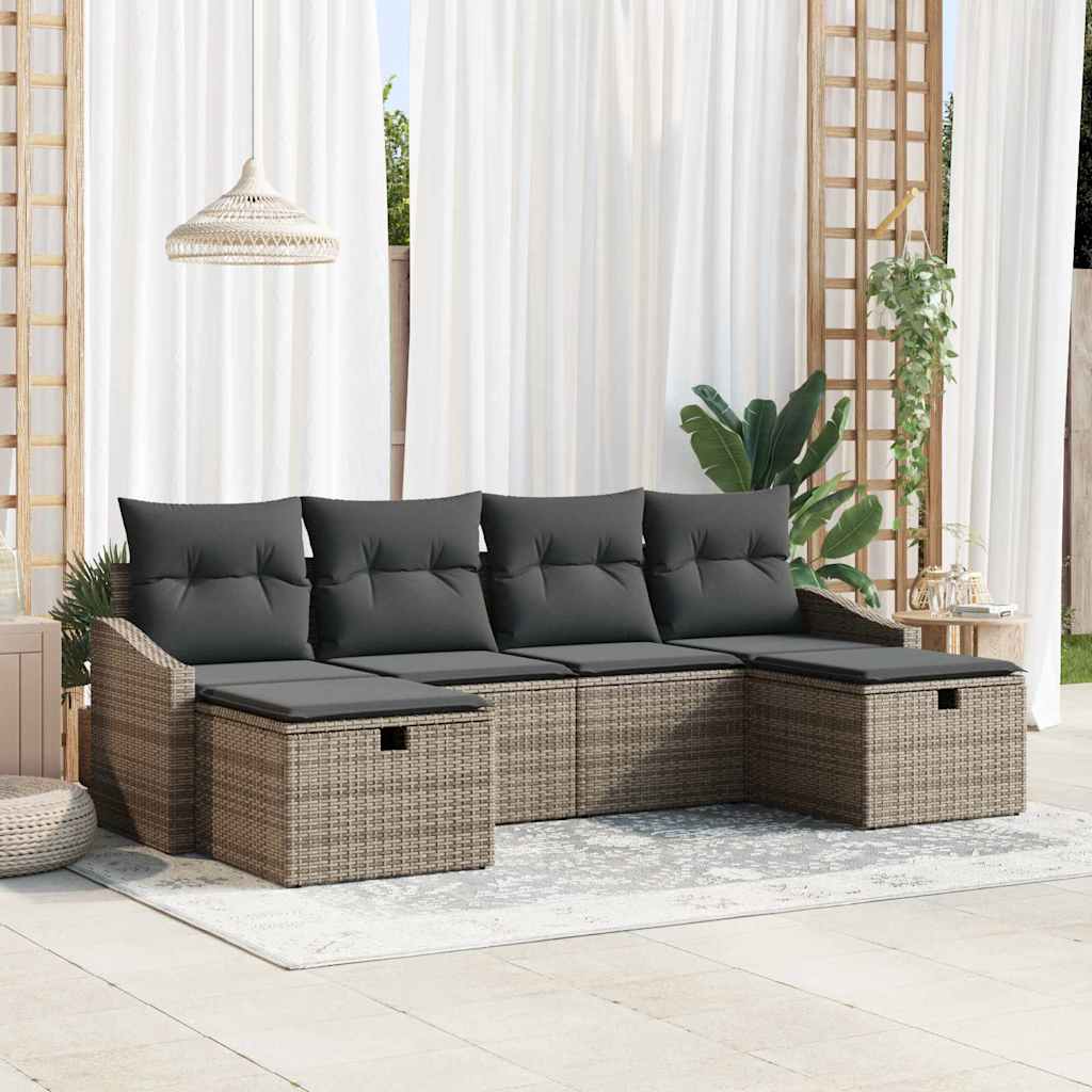 Set Divano da Giardino 6 pz polyrattan