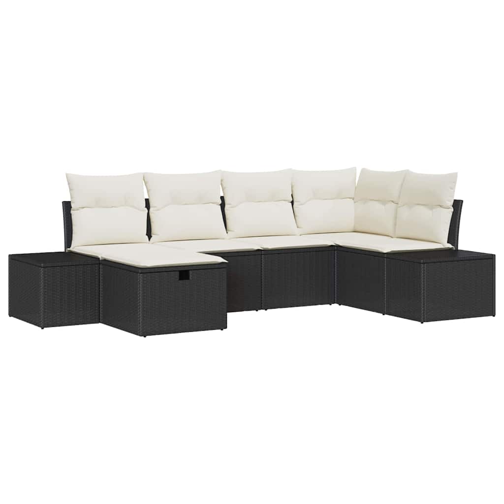 Set Divano da Giardino 6 pz Nero polyrattan