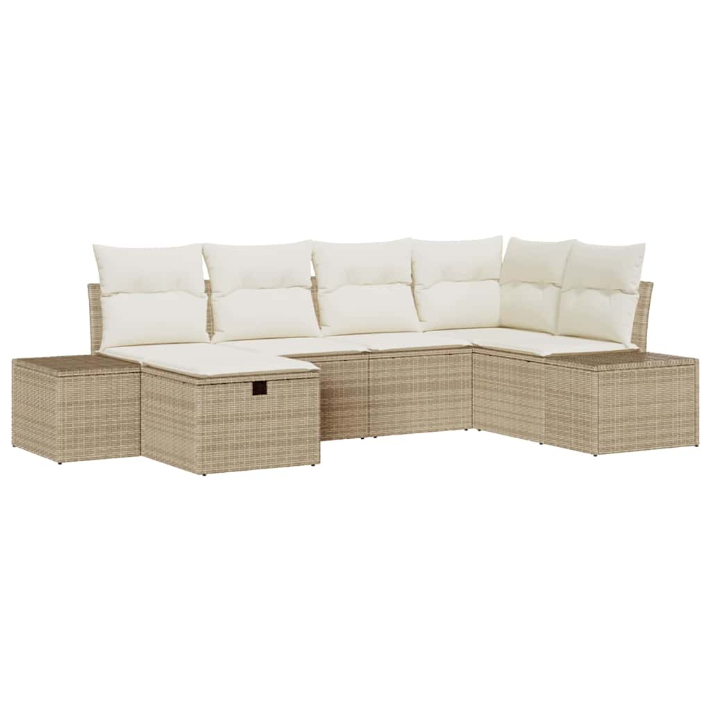 Set Divano da Giardino 6 pz Beige polyrattan