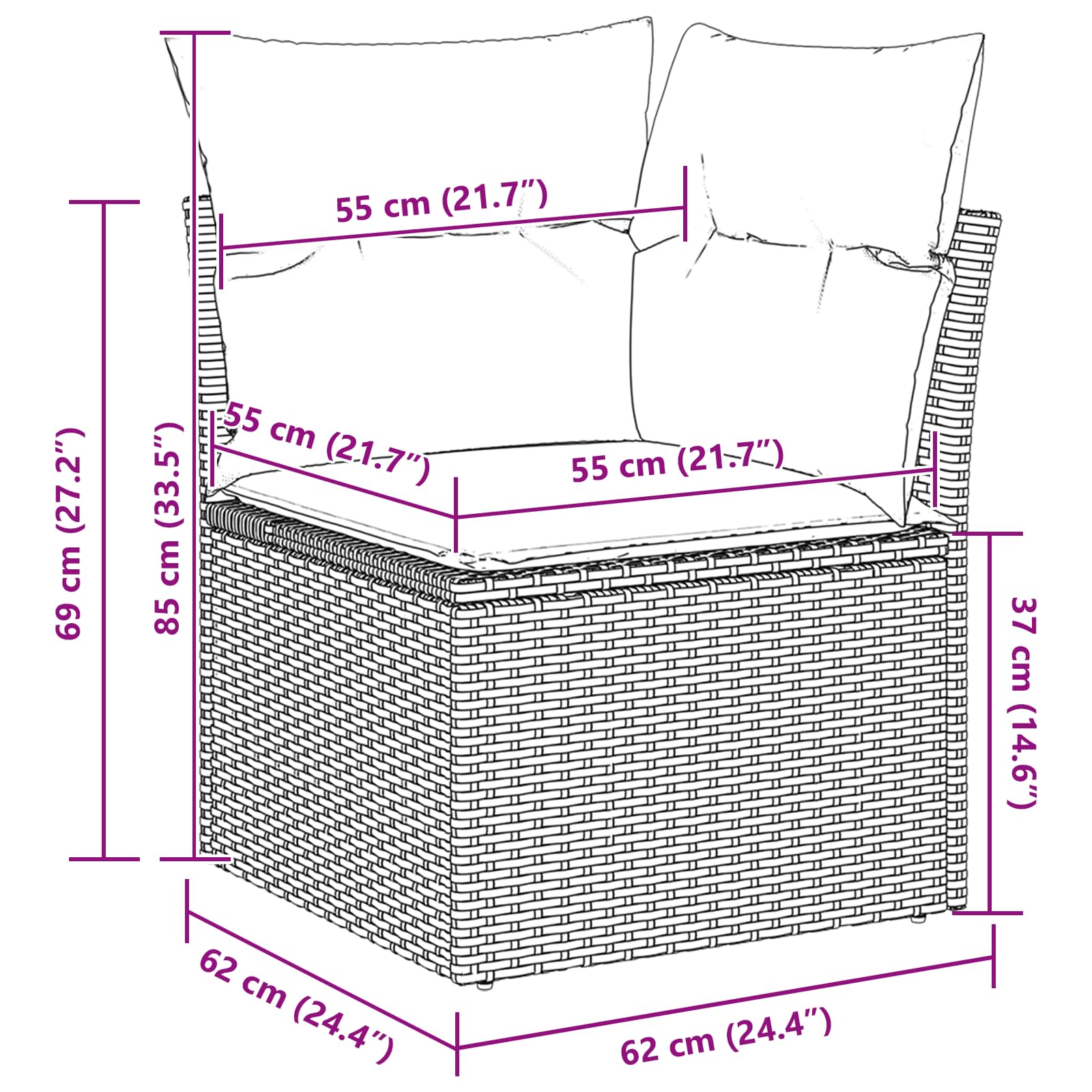 Set Divano da Giardino 6 pz Marrone polyrattan