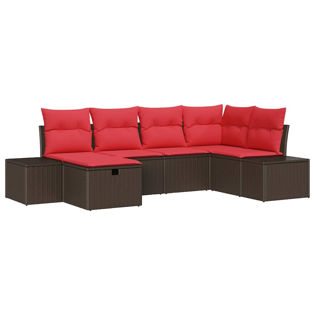 Set Divano da Giardino 6 pz Marrone polyrattan