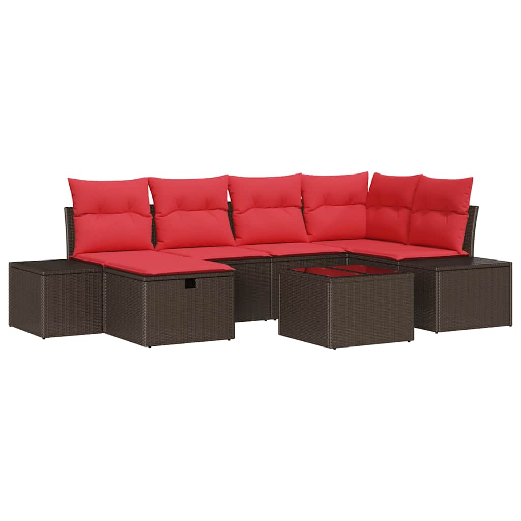 Set Divano da Giardino 7 pz Marrone polyrattan