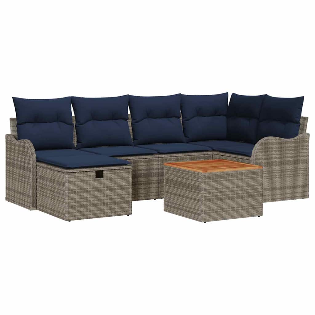 Set Divano da Giardino 7 pz Grigio polyrattan