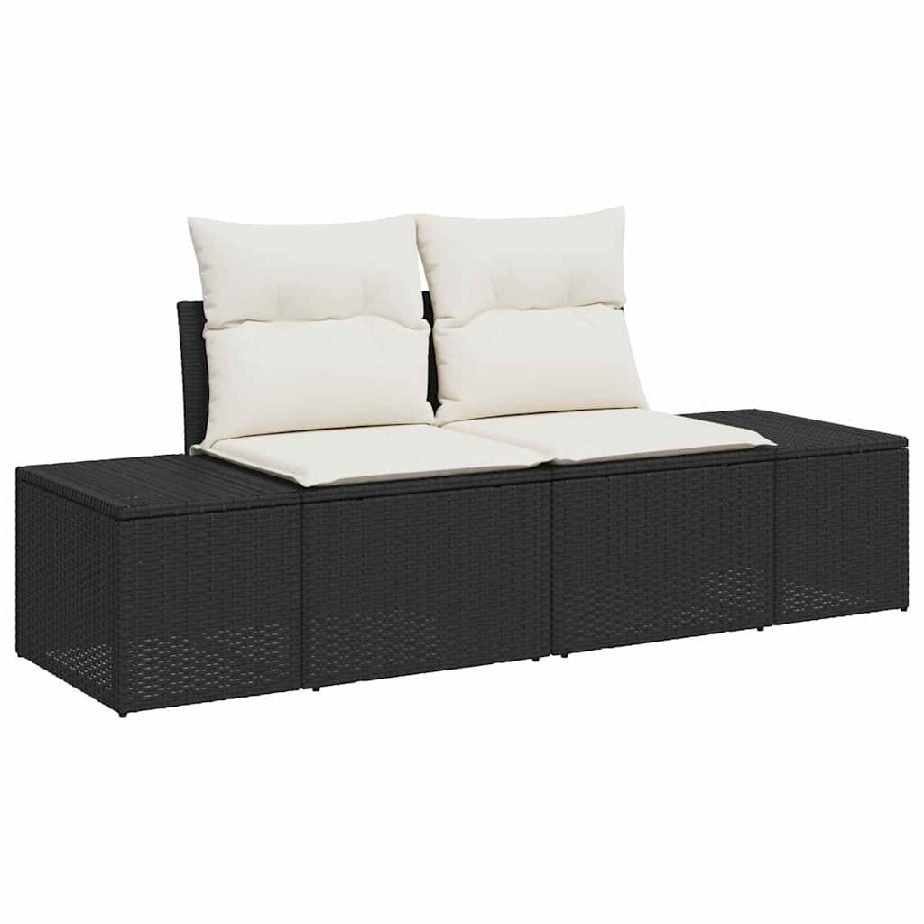 Set Divano da Giardino 6 pz Nero polyrattan