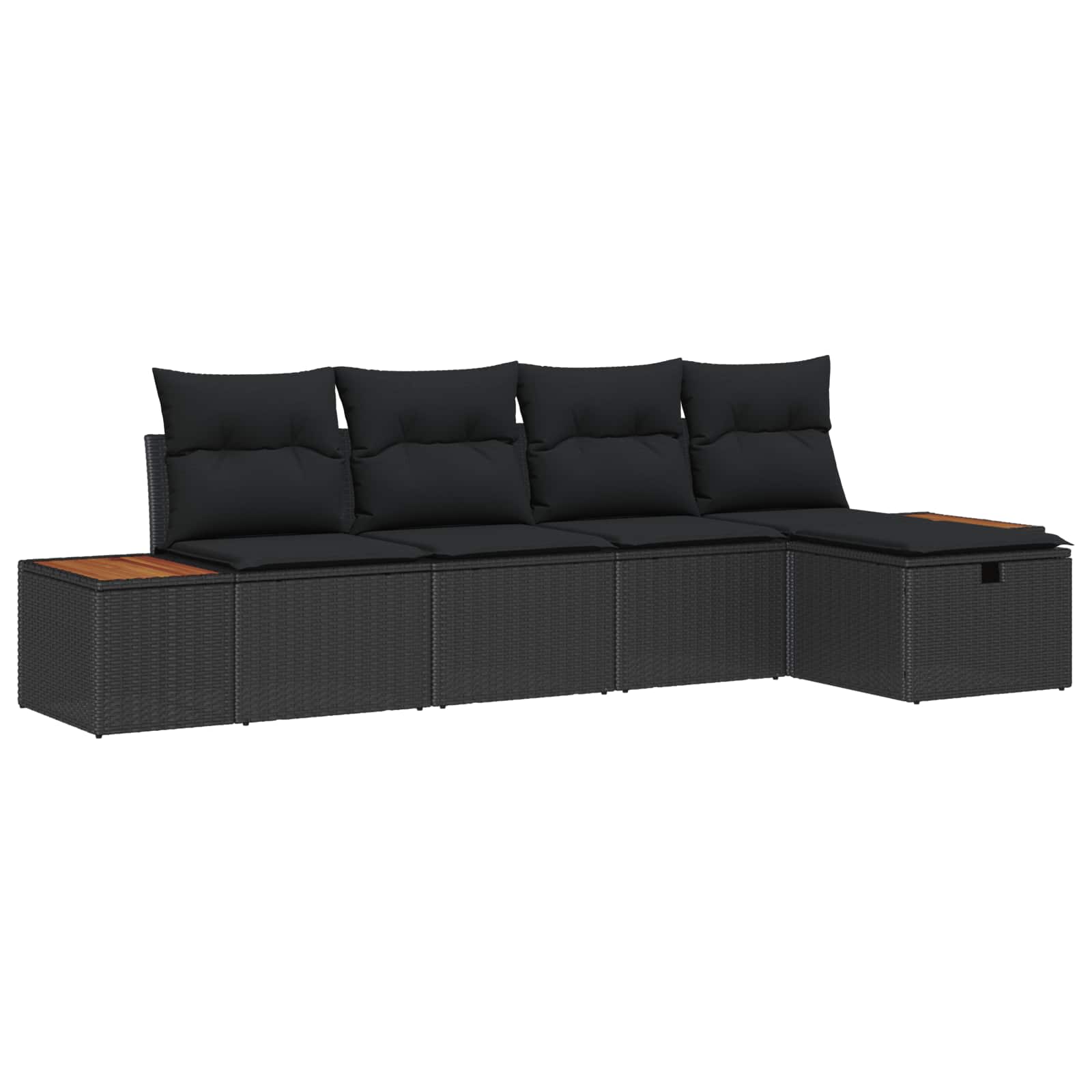 Set Divano da Giardino 5 pz Nero polyrattan