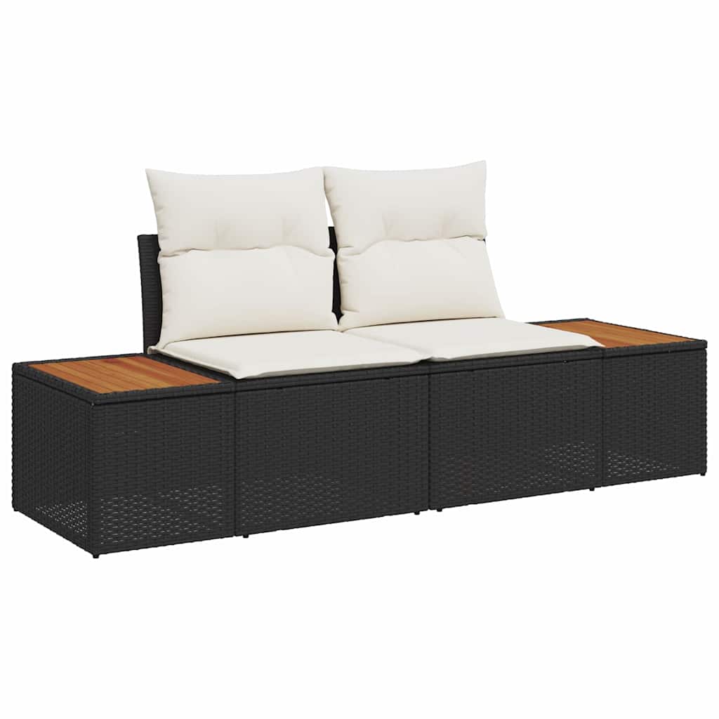 Set Divano da Giardino 6 pz Nero polyrattan