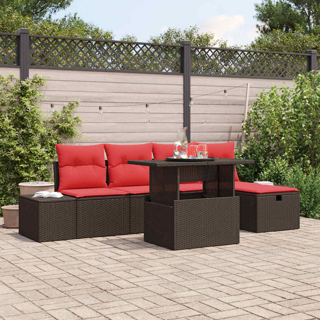 Set Divano da Giardino 6 pz polyrattan