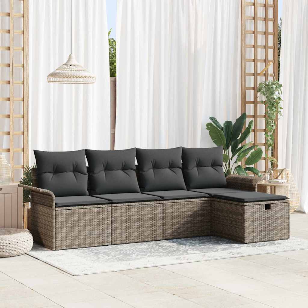 Set Divano da Giardino 5 pz Poly Rattan