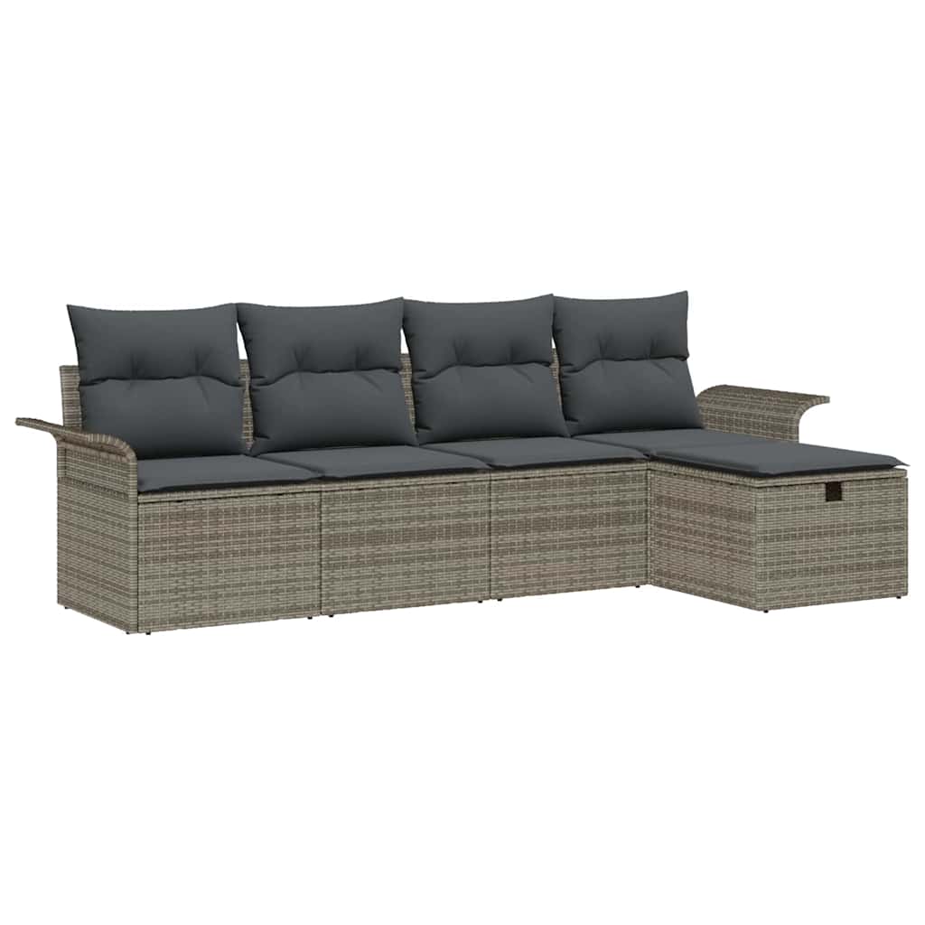 Set Divano da Giardino 5 pz Poly Rattan